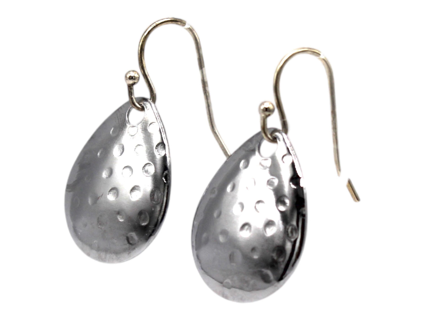 Spinner Earrings with Silver Teardrop Spoons with impressions