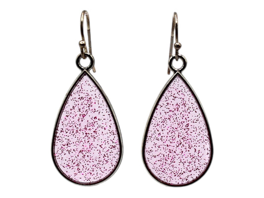 Resin Earrings with Pink Sparkle