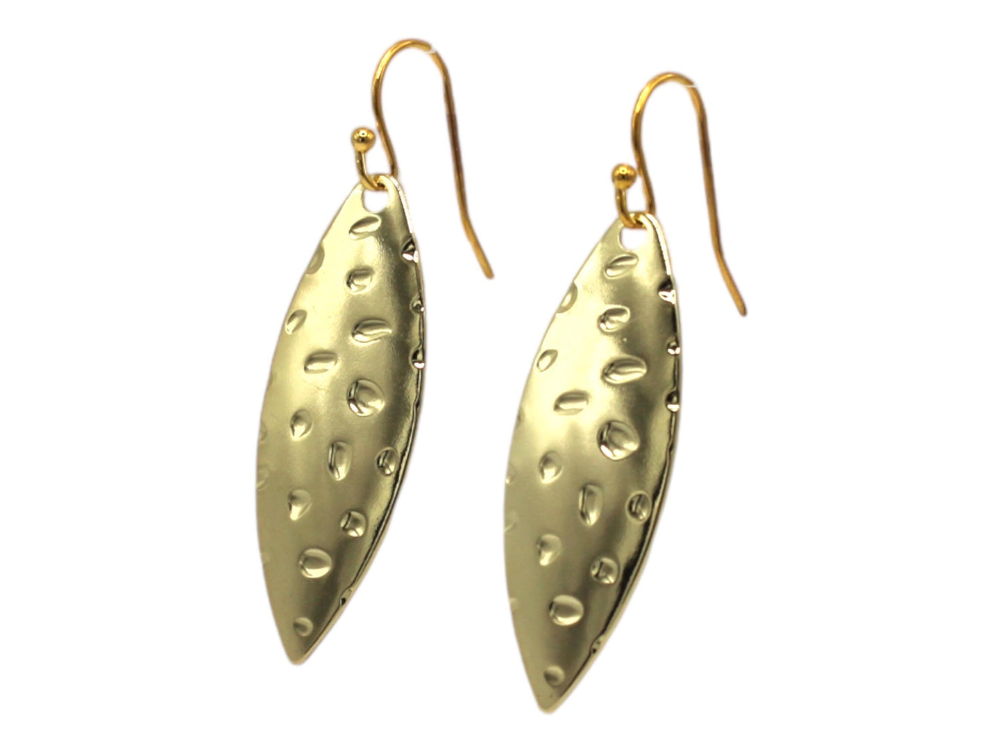 Spinner Earrings with Gold Oblong Spoons with impressions