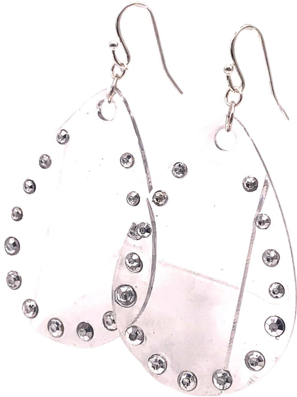 Clear Resin Teardrop Earrings with Rhinestone Accents